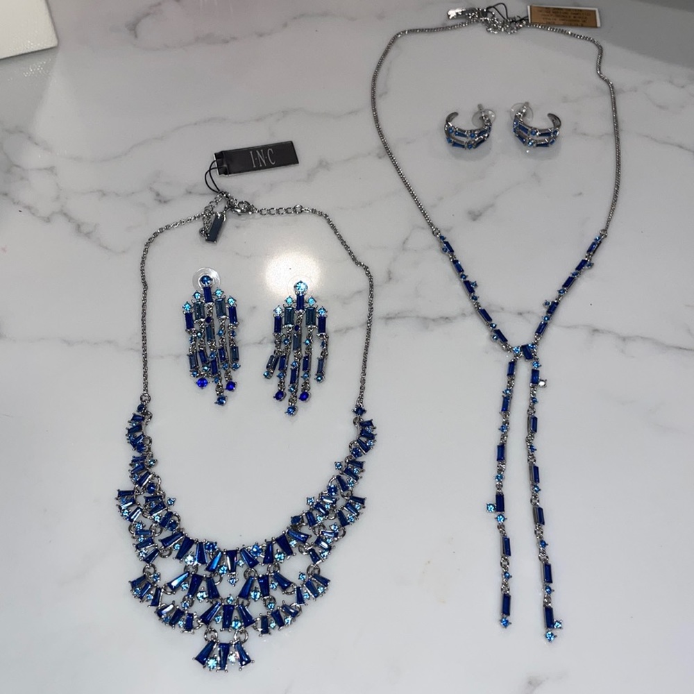 NWT INC Blue Rhinestone Set